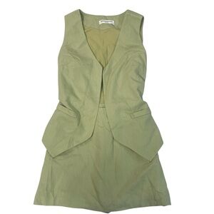Amanda Uprichard *Sample* Chatham Skort Linen-blend Romper In Aloe Green Small
